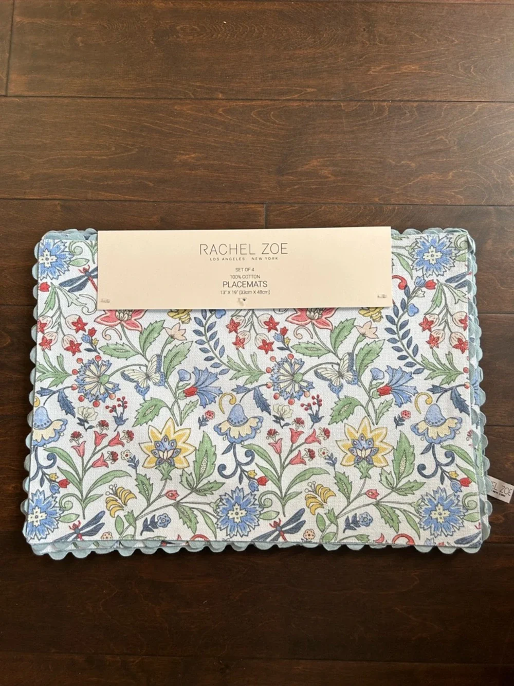 Rachel Zoe Set of 4 Placemats Floral New Cotton Multicolor